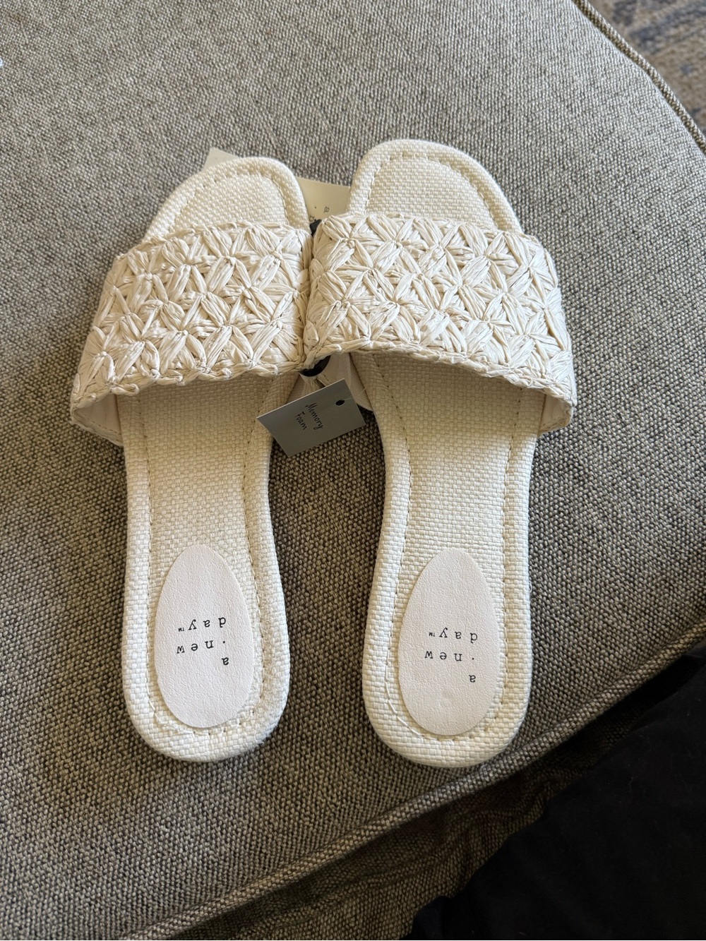 a new day Cream Woven Slide Sandals